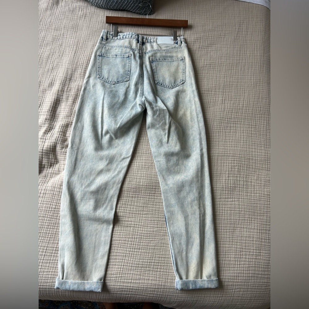 Stylish Light Blue Distressed High Waisted Women Jeans - Picture 2 of 3